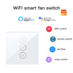 Tuya Wifi Fans Smart Switch, 2.4GHz Wi-Fi Touch Smart Wall Switch, Compatible with Alexa and Google Home, Easy to Install, Neutral Wire Required, EU standard, No Hub Required