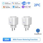 Tuya 20A EU Smart Socket WiFi Smart Plug With Power Monitoring Timing Function Voice Control Via Alexa Google Home Yandex Alice